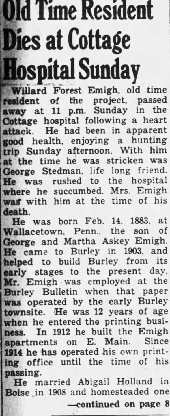Obituary for Forest Emigh
